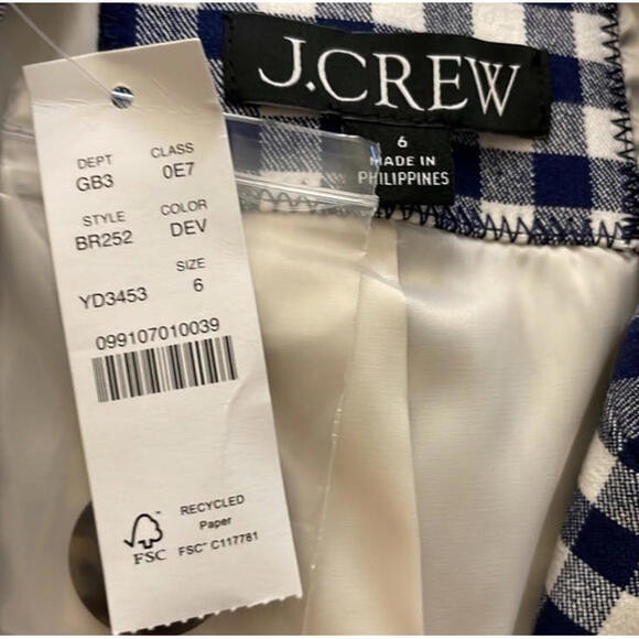 J. Crew Blue White Parke Kate Gingham Check Pants Suit Blazer & Pants Size 6 - Picture 11 of 15